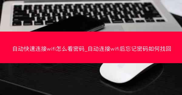 自动快速连接wifi怎么看密码_自动连接wifi后忘记密码如何找回